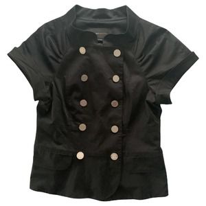 BCBGMAXAZRIA 12 Button Blazer Jacket Medium Black Women's Short Sleeve Pockets